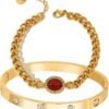 18 K Gold Plated Love Bangle Bracelet Set Flexible Wide Wristband Bangle Bangle Set for Love
