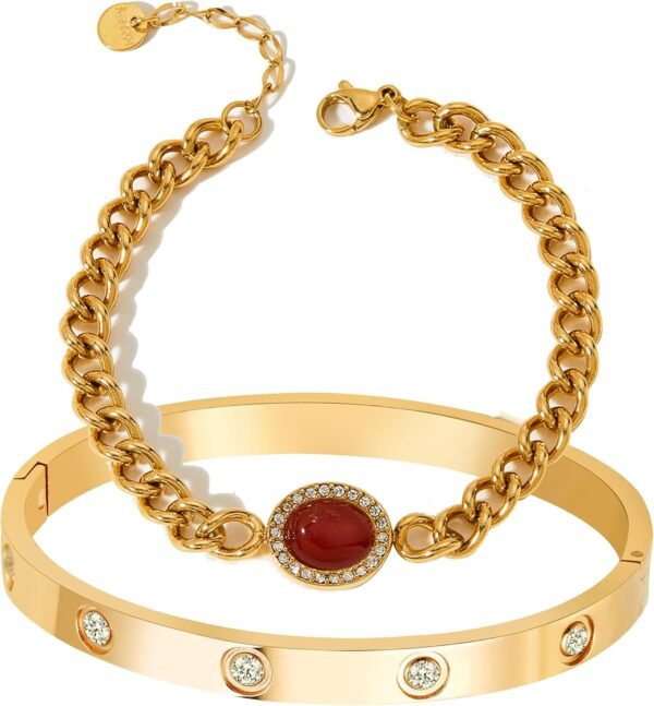 18 K Gold Plated Love Bangle Bracelet Set Flexible Wide Wristband Bangle Bangle Set for Love