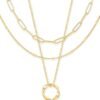 Layered Gold Necklaces for Women Trendy, 3 Pcs 14K Gold Plated Choker Paperclip Box Chain Necklace, Stackable Women's Gold Pendant Necklaces Jewelry Set
