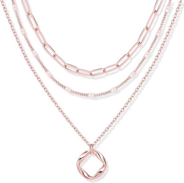 Layered Gold Necklaces for Women,Stackable Dainty 14K Gold Silver Plated Trendy Circle Paperclip Chain Pendant Choker Necklace,Simpl Diamond Cross Bow Jewelry Set Gifts for Women