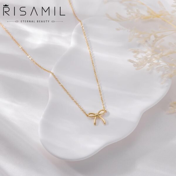 14K Gold Plated Necklace for Women - Bow Necklace - Dainty Necklace Cute Small Tiny Bow Pendant Choker Chain Necklace Trendy Necklaces for Women Jewelry Gift