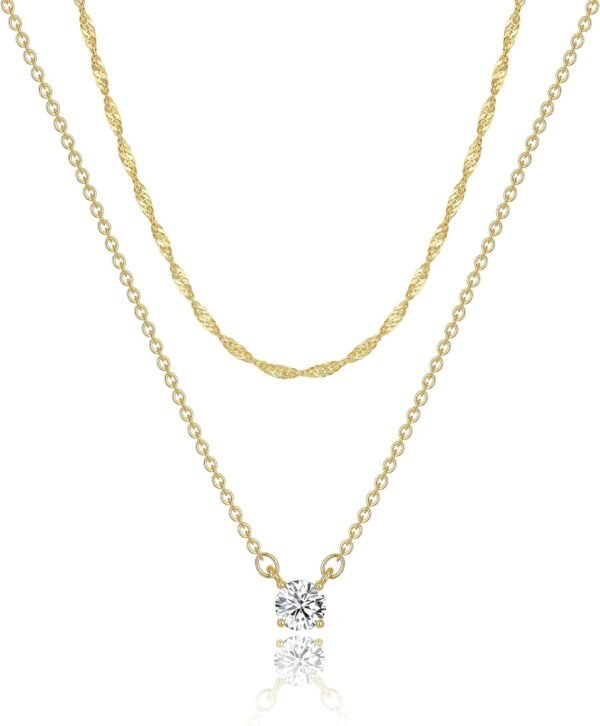 Gold Pendant Necklace for Women, Dainty Diamond Necklaces for Women Simple 14K Gold Plated Paperclip Choker Necklaces Cute Minimalist Open Oval Necklaces Gold Jewelry for Women Gifts