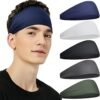 71con9xOkSL._AC_SL1500 Sports Headbands for Men (5 Pack),Moisture Wicking Workout Headband, Sweatband Headbands for Running,Cycling,Football,Yoga,Hairband for Women and Men