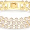 71g5KGxGF1L._AC_SL1500 14K Gold Plated Women’s Tennis Bracelet – Sleek CZ Line Bracelet, Fits 6.0"–7.2" Wrist – Sparkly Everyday Jewelry Gift, Contemporary Tennis Bracelets for Women