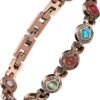 Pure Copper Bracelets for Women, Ultra Strength Magnetic Bracelet with 3800 Gauss Magnets & Natural Turquoise & Stones, Adjustable, Jewelry Gift