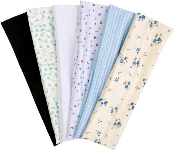 Fashion Women's Headbands for Short Hair Non Slip Elastic Floral Hairbands, Soft Fabric 2 Inches Thick Stripe Head Bands for Girls, Valentine's Day Heart Headbands