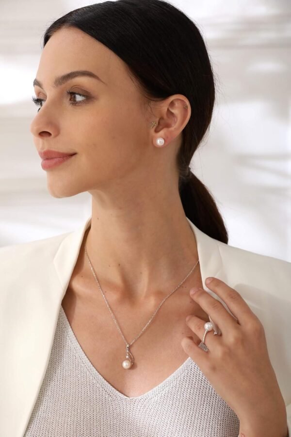 Genuine Premium AAA Top Grade 9-10mm Cultured White Pearl Pendant Necklace 18K Gold Plated 925 Silver - Gifts for Women for Her Wife Mom Daughter (White, gold-plated-silver)