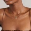 14K Gold Plated Necklace for Women - Bow Necklace - Dainty Necklace Cute Small Tiny Bow Pendant Choker Chain Necklace Trendy Necklaces for Women Jewelry Gift