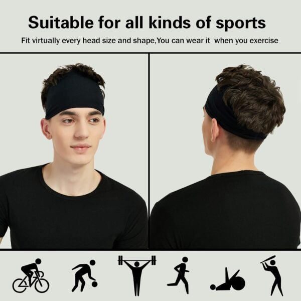71pn2BVyOTL._AC_SL1500 Sports Headbands for Men (5 Pack),Moisture Wicking Workout Headband, Sweatband Headbands for Running,Cycling,Football,Yoga,Hairband for Women and Men