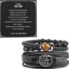 Genuine Leather Tree of life Bracelets Men Women, Tiger Eye Natural Stone Lava Rock Beads Ethnic Tribal Elastic Bracelets Wristbands