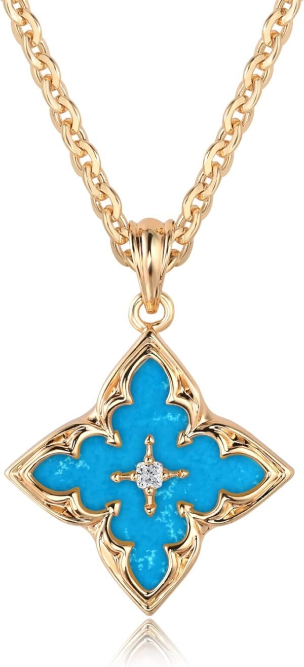 Gold Clover Necklace for Women Dainty 14K Gold Plated CZ Pendant Necklace Adjustable Chain Choker Charm Colorful Clover Pendant Lucky Necklaces for Women Jewelry