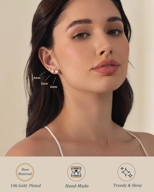71udinysc2L._AC_SL1500 5 Pairs 14K Gold Plated Stud Earrings for Women, Hypoallergenic Earring Sets for Multiple Piercing, Premium Cubic Zirconia Studs Earrings for Women