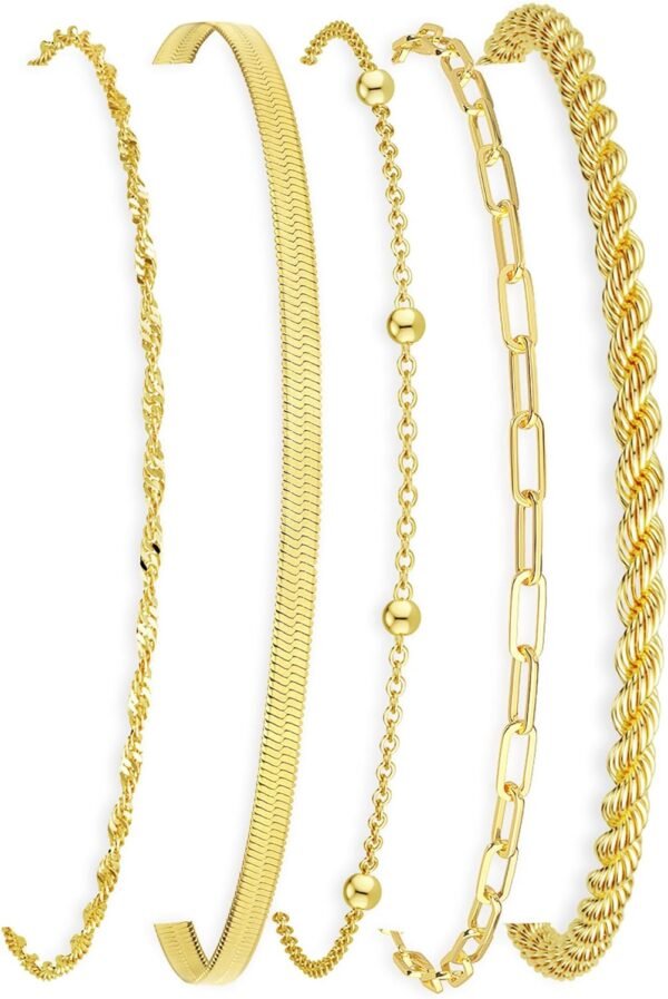 Gold Bracelets for Women, Elegant Adjustable 14K Gold Plated Bracelet for Women, Trendy Minimalist Dainty Gold Bracelet for Everyday Wear