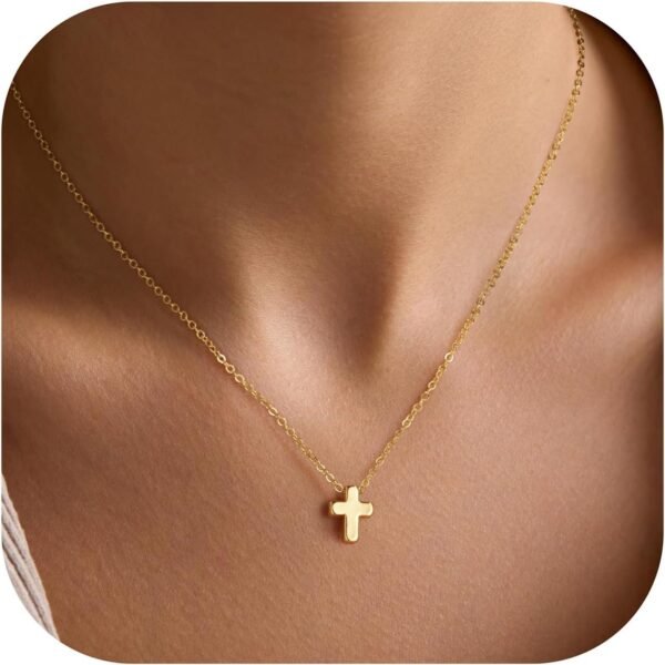 Gold Cross Necklace for Women - Dainty 14K Gold Plated Cross Necklace Layered Beaded Infinity CZ Holy Mary Medal Pendant Necklaces for Women Trendy Faith Jewelry First Communion Gifts