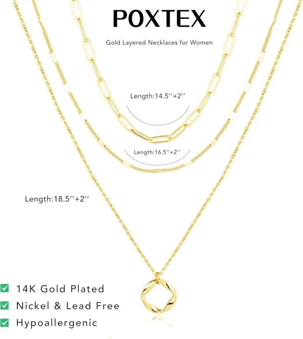 Layered Gold Necklaces for Women,Stackable Dainty 14K Gold Silver Plated Trendy Circle Paperclip Chain Pendant Choker Necklace,Simpl Diamond Cross Bow Jewelry Set Gifts for Women