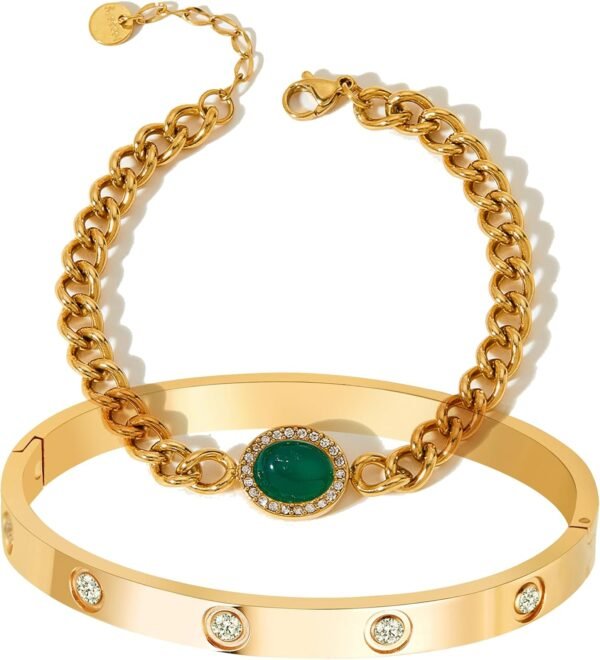 18 K Gold Plated Love Bangle Bracelet Set Flexible Wide Wristband Bangle Bangle Set for Love