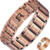 Men's Copper Bracelet,3X Strength 99.99% Pure Copper Magnetic Bracelets with Magnets,Adjustable Length with Sizing Tool