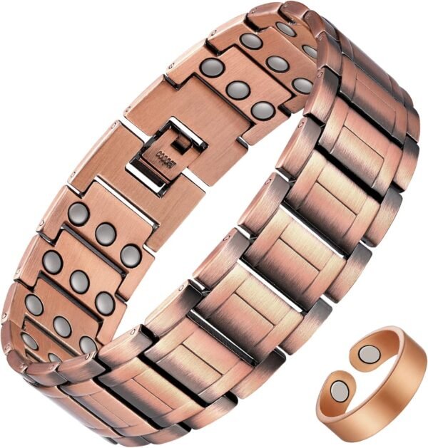 Men's Copper Bracelet,3X Strength 99.99% Pure Copper Magnetic Bracelets with Magnets,Adjustable Length with Sizing Tool