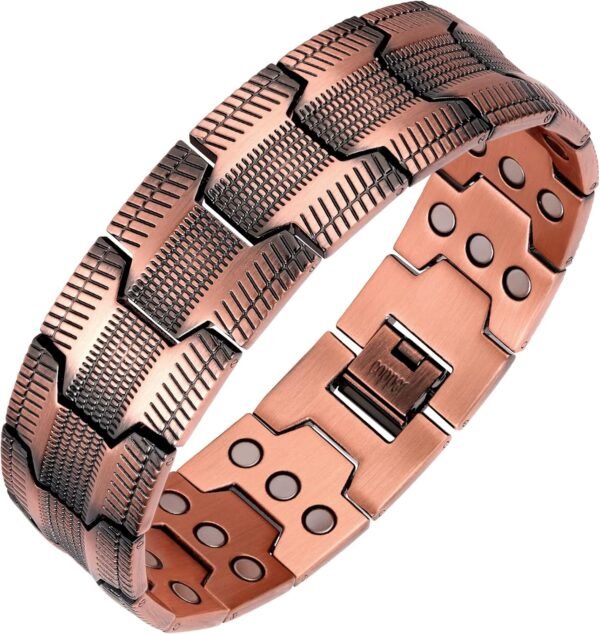 Men's Copper Bracelet,3X Strength 99.99% Pure Copper Magnetic Bracelets with Magnets,Adjustable Length with Sizing Tool