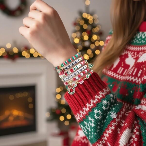 Stocking Stuffers - 6 Pack Bracelets for Teens Women| Christmas Gifts for Women Men Adults - Christmas Decorations Accessories Shirts Outfits | Xmas Sweater Dresses for Girls 2025