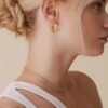 14K Gold Plated 925 Sterling Silver Post Small Chunky Hoops Earrings | Thick Lightweight Gold Hoop Earrings for Women