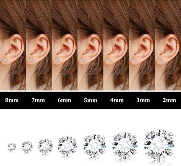 20G Hypoallergenic Flat Back Earrings for Women Men Silver 14K Gold Stainless Steel Stud Earrings Brithstone Cubic Zirconia Studs Surgical Steel Cartilage Earrings for Sensitive Ears