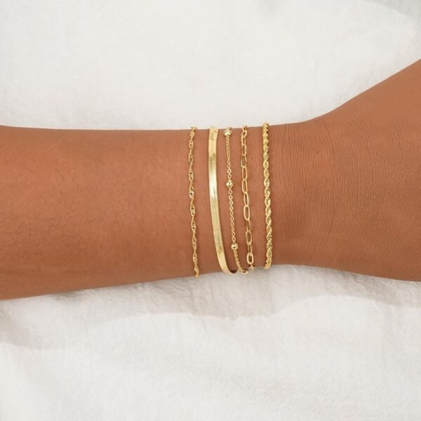 Gold Bracelets for Women, Elegant Adjustable 14K Gold Plated Bracelet for Women, Trendy Minimalist Dainty Gold Bracelet for Everyday Wear