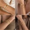 81lyUv9IVzL._AC_SL1500 Gold Bracelets for Women Non Tarnish, 14K Gold Plated Chunky Cuff Bracelet Gold Bangles Bracelet for Women Trendy Tie Knot Cuban Rope Paperclip Beaded Bracelet Stack Jewelry Gifts