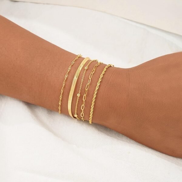 Gold Bracelets for Women, Elegant Adjustable 14K Gold Plated Bracelet for Women, Trendy Minimalist Dainty Gold Bracelet for Everyday Wear