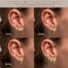 3Pairs 14K Gold Plated Hoop Earrings Set for Women Chunky Earring Silver Plated Hypoallergenic Small Huggie Hoops Lightweight Tiny Thick Trendy Hoop Earrings Stacks for Multiple Piercing