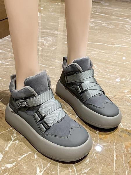 Fleece Warm Buckle Strap Shoes