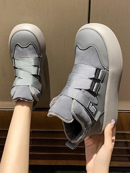 Fleece Warm Buckle Strap Shoes