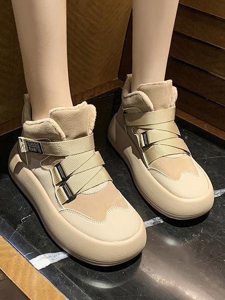 Fleece Warm Buckle Strap Shoes