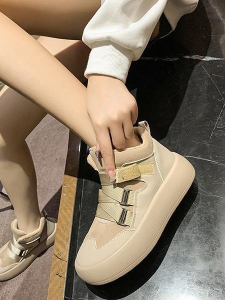 Fleece Warm Buckle Strap Shoes