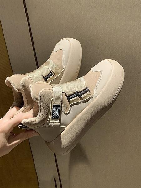 Fleece Warm Buckle Strap Shoes