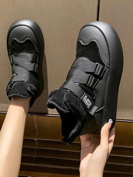 Fleece Warm Buckle Strap Shoes