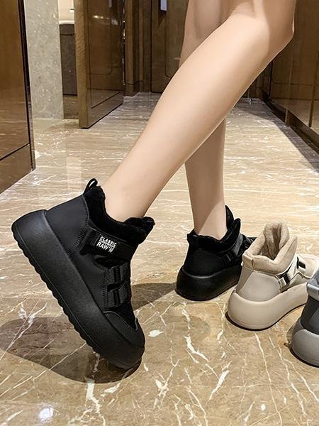 Fleece Warm Buckle Strap Shoes