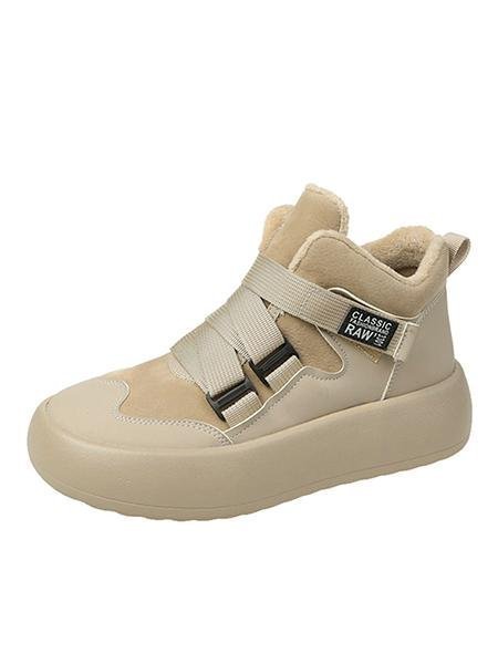 Fleece Warm Buckle Strap Shoes