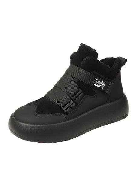 Fleece Warm Buckle Strap Shoes