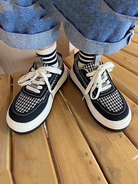 Casual Houndstooth Sports Women Sneakers