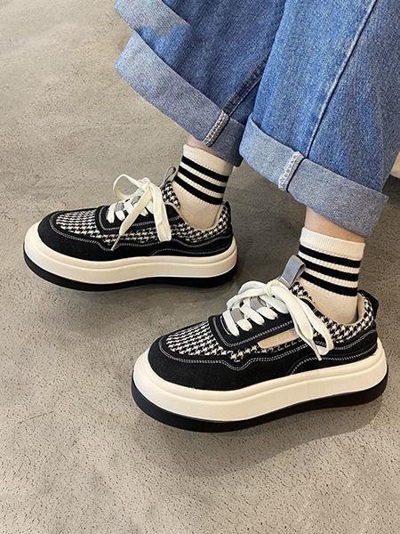 Casual Houndstooth Sports Women Sneakers