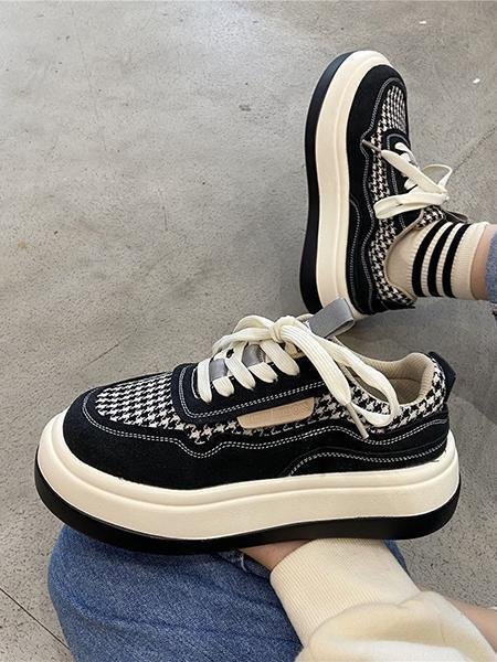 Casual Houndstooth Sports Women Sneakers