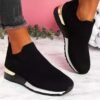 New Knitted Round Toe Running Shoes Women