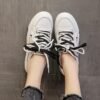 Korean Style Contrast Color Lace Up Sneakers