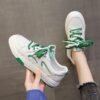 Korean Style Contrast Color Lace Up Sneakers