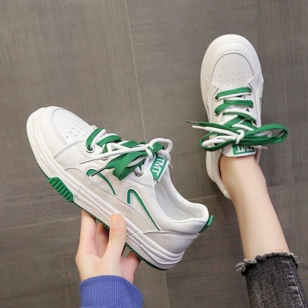 Korean Style Contrast Color Lace Up Sneakers