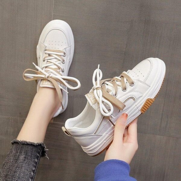 Korean Style Contrast Color Lace Up Sneakers