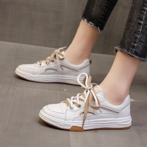 Korean Style Contrast Color Lace Up Sneakers