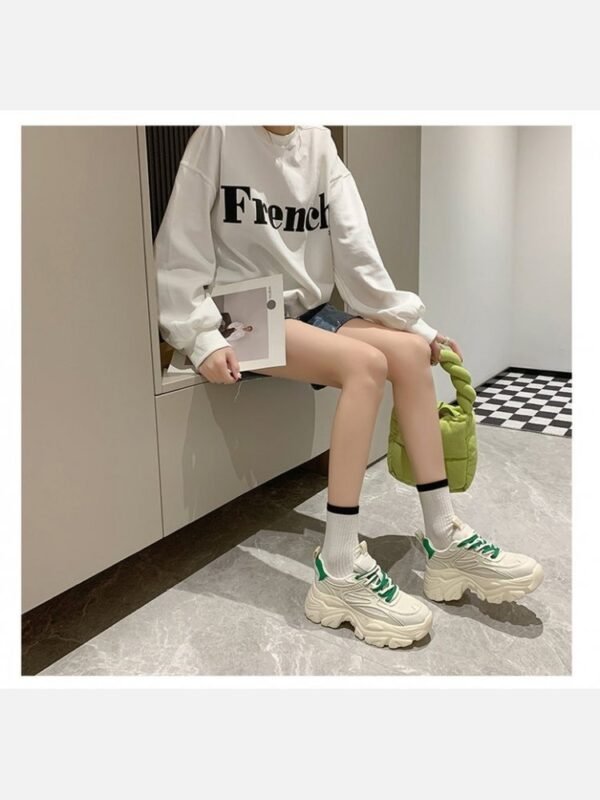 Sporty Round Toe Height Increasing Sneakers