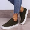 Solid Round Toe Lace Up Women Casual Shoes